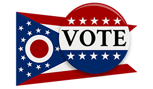 Vote button on top of Ohio flag