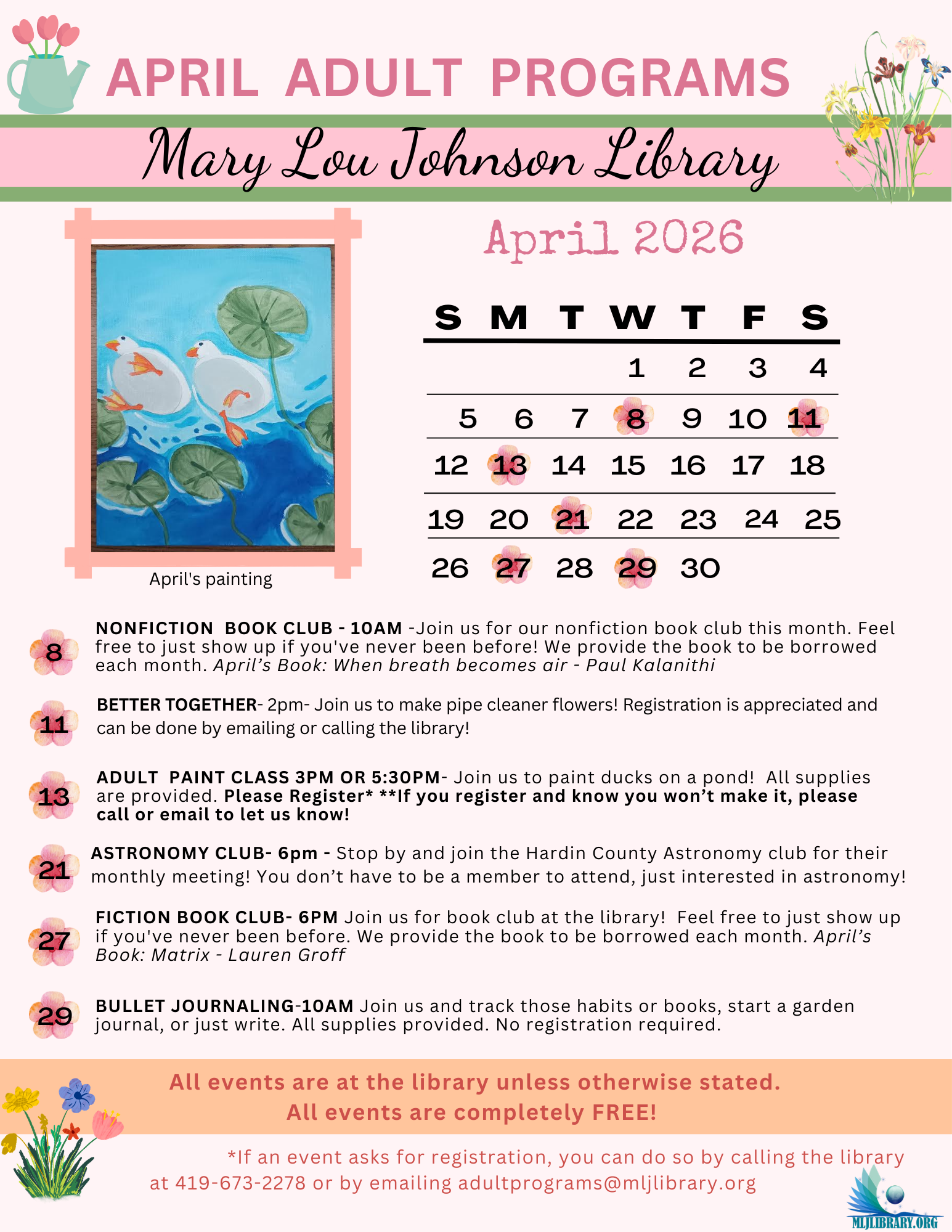 April '26 adult programs