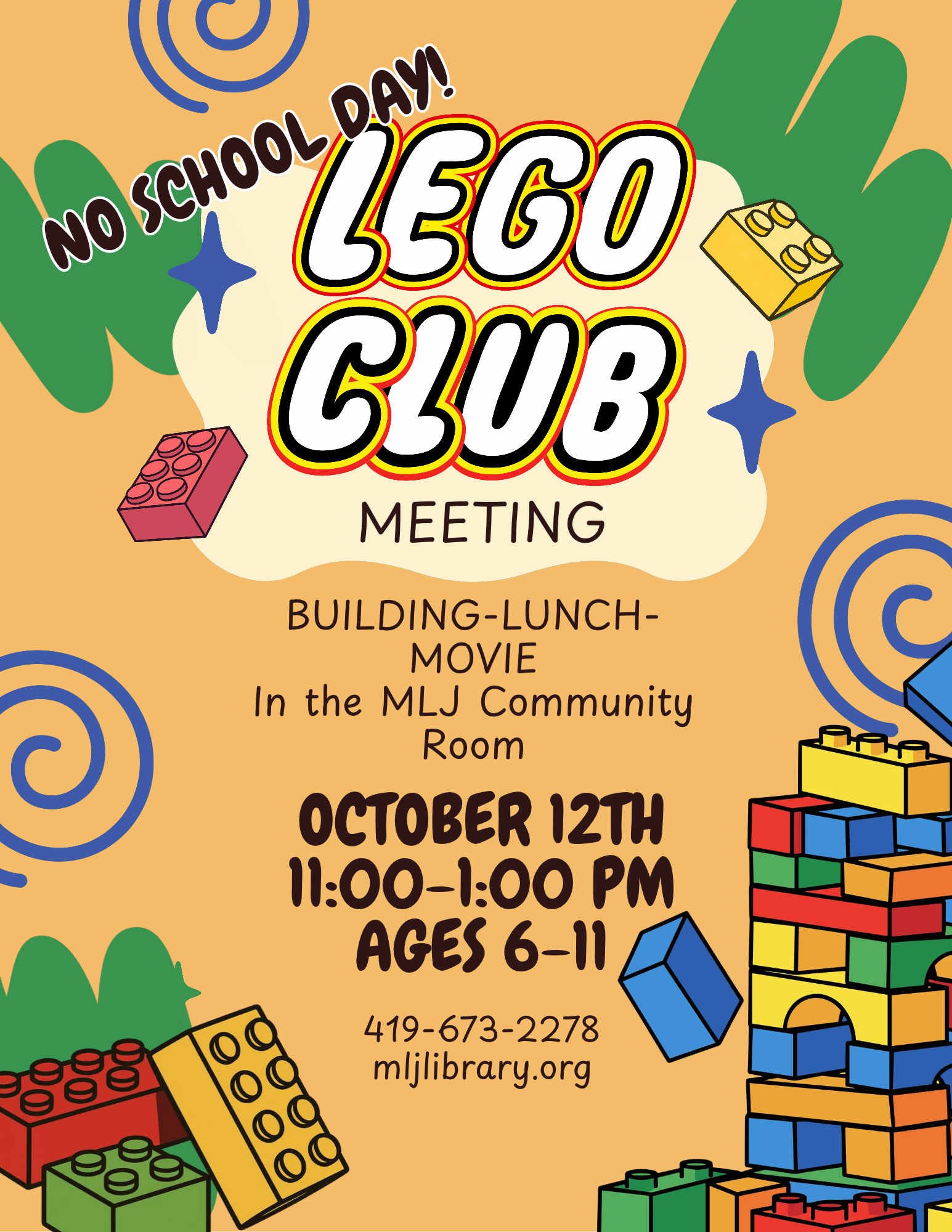 Flyer for October Lego Club.