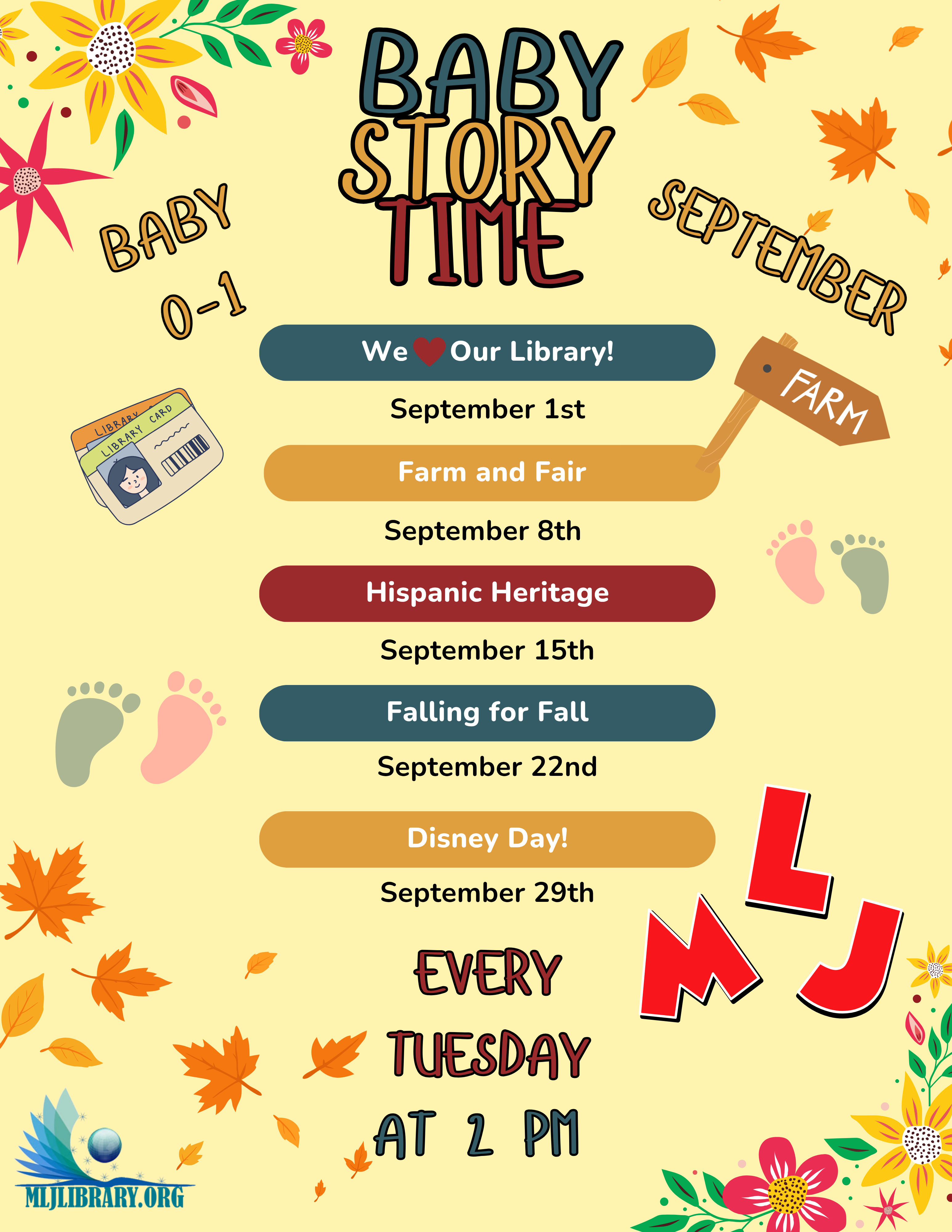 List of September activities at Baby Storytime
