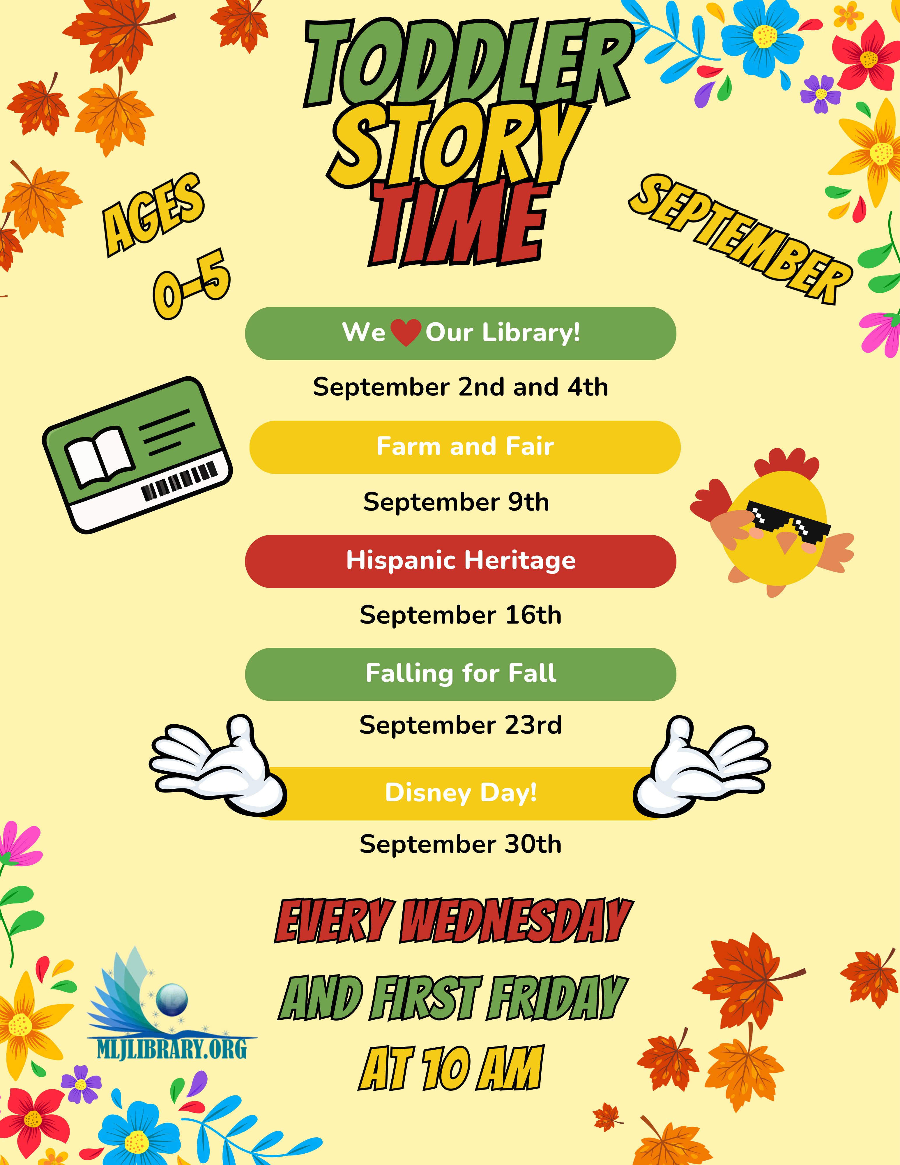 List of activities for Toddler Story time in September