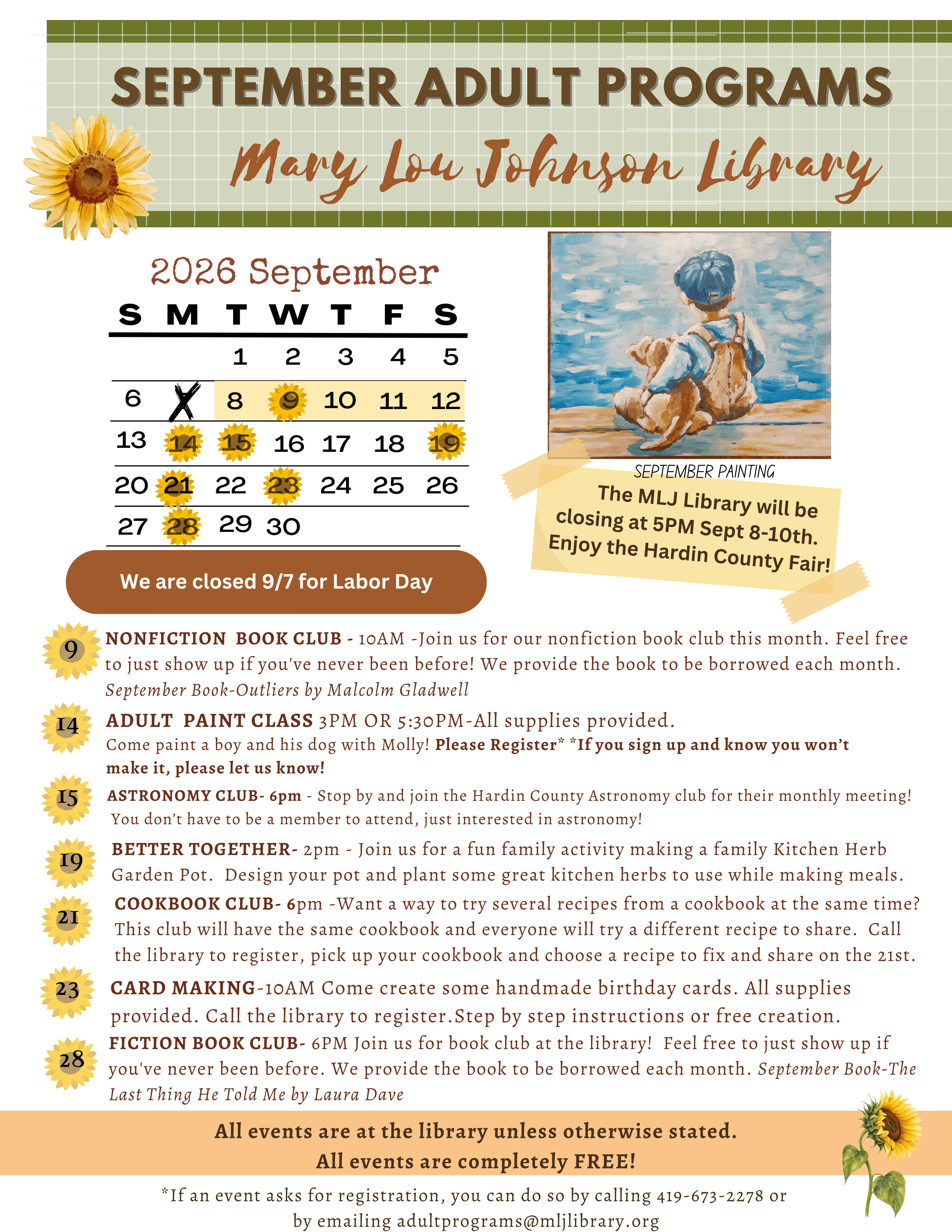 September adult calendar