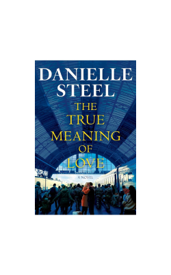 Book cover with a couple embracing in a busy train station