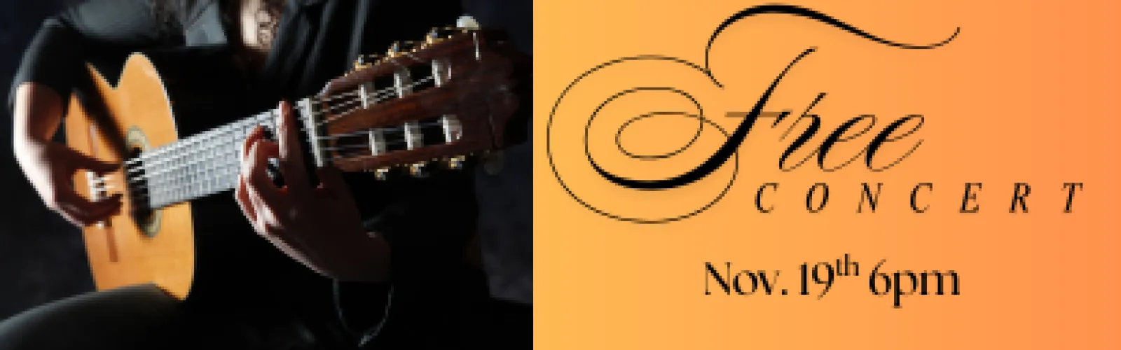 Free concert November 19th 6pm guitarist playing classical guitar
