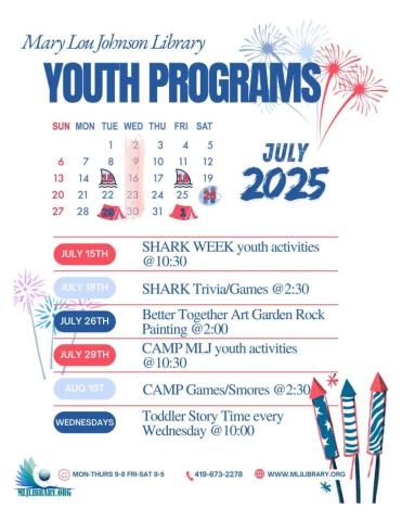 MLJ Library July Youth Programs